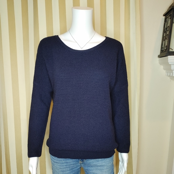 JCREW NAVY RIB-STITCH DOLMAN SWEATER, NAVY XS - Picture 3 of 11